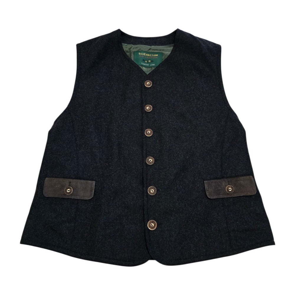 Tofana Collection Country‎ Look Wool Vest Menswear Brown Button Front